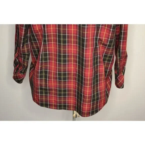 Orvis Women's 18 Red Buffalo Plaid Long Sleeve Button Down Tunic Shirt - Picture 8 of 11
